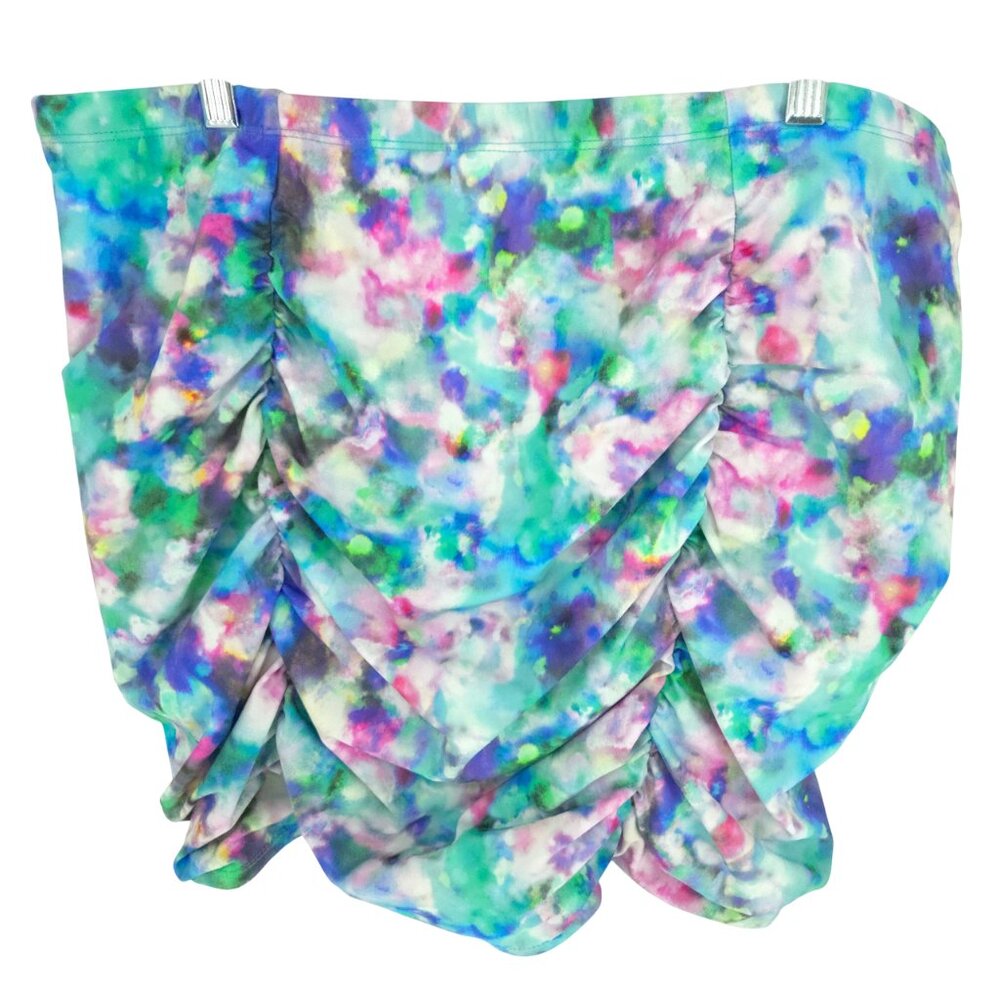 torrid High-Rise Ruched Swim Skirt With Brief Watercolor Summer Flattering 2X